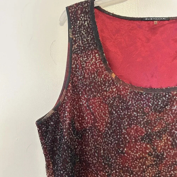Elie Tahari Lightweight Delicate Sequin Cami Tank Y2K Vintage Womens XL Red - Picture 2 of 6